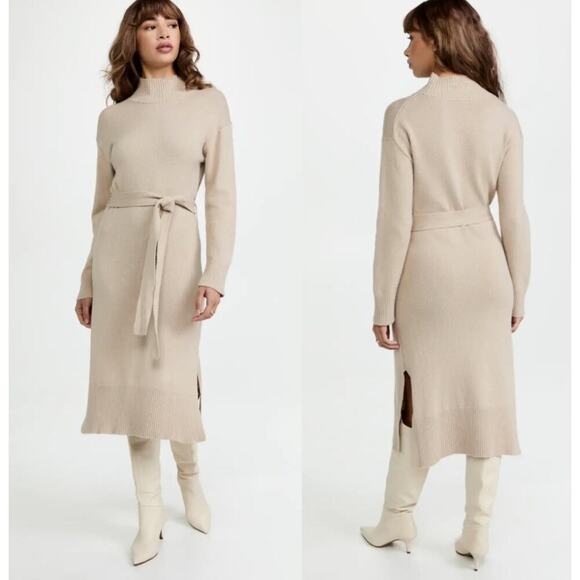 Rails Women's Mila Tie‎ Waist Turtleneck Sweater Dress in Oatmeal size Large #13 - Picture 1 of 7